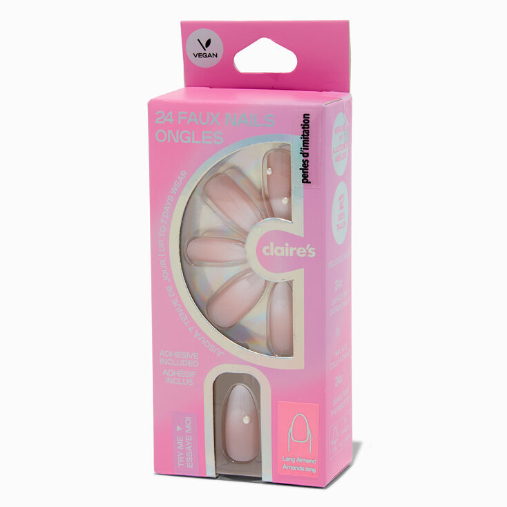 Neutral Ombre Pearl Long Almond Vegan Faux Nail Set - 24 Pack,