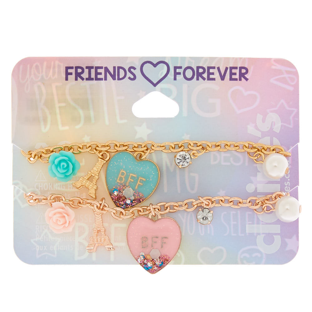 Details about   Claire’s Blush Gold Faux Stick On Nails Bff Best Friend Heart Bracelet Jewelry 