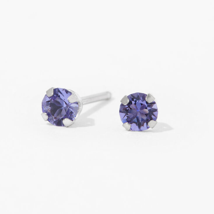 14kt White Gold 3mm June Crystal Tanzanite Studs Ear Piercing Kit with Ear Care Solution,