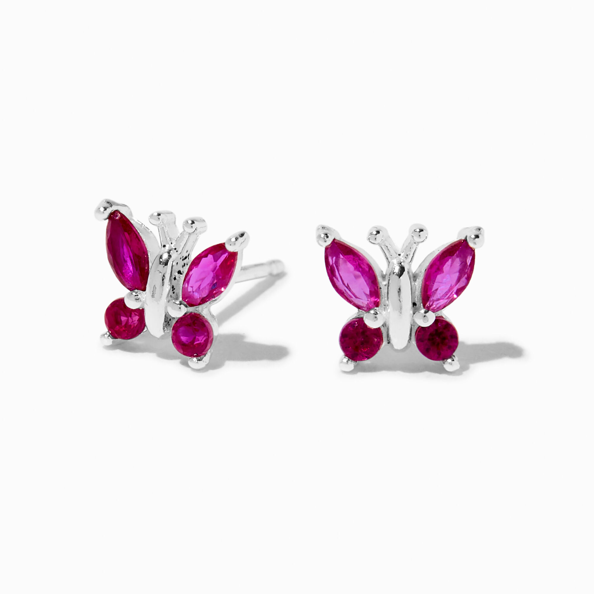 View Claires Fuchsia Cubic Zirconia Butterfly Earrings Silver information