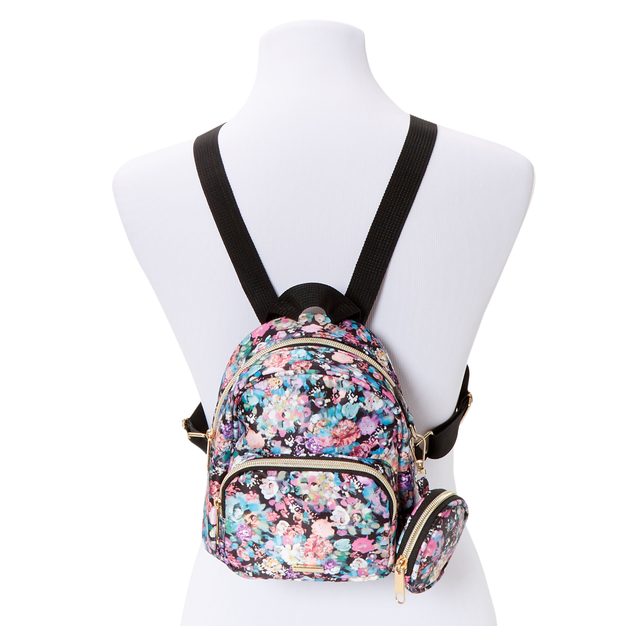 Nylon Watercolor Floral Mini Backpack,