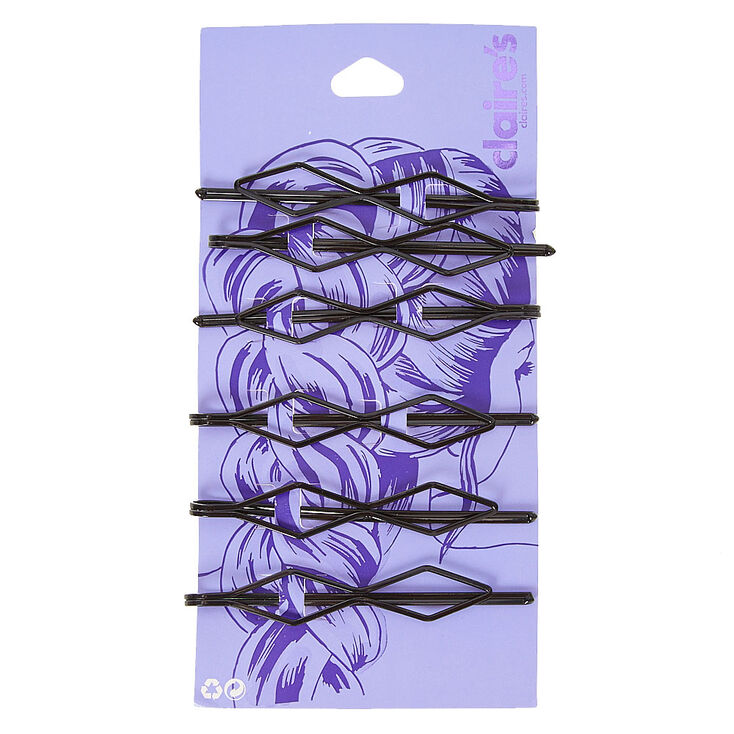 Geometric Slide Hair Pins - Black, 6 Pack,