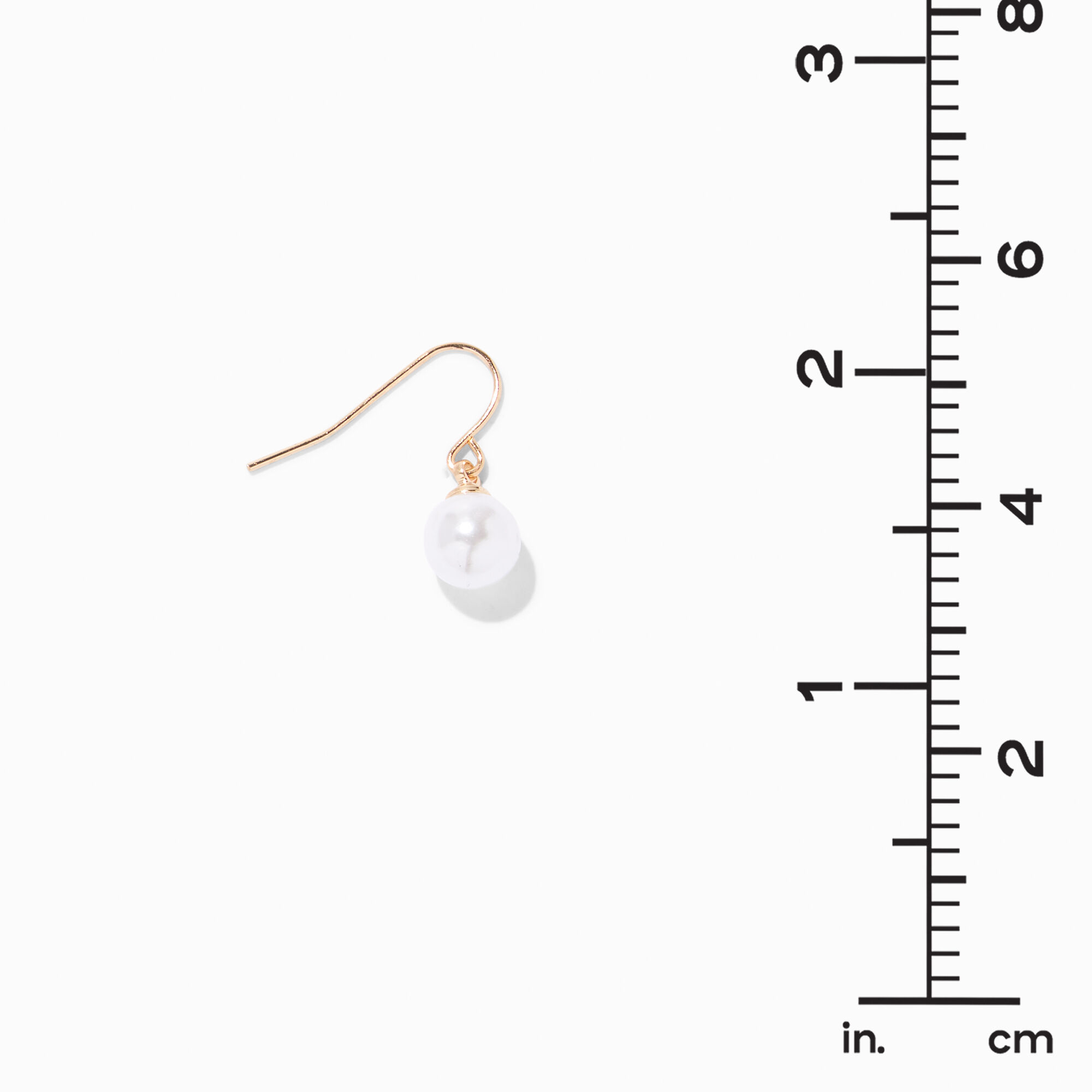 White Pearl 8mm Gold-tone Drop Earrings,