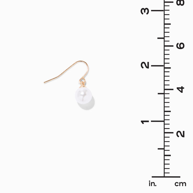 White Pearl 0.5&quot; Gold-tone Drop Earrings,