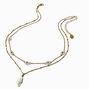 Gold-tone Pearl Flower Multi-Strand Necklace ,
