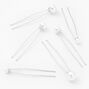 Graduated Pearl Hair Pins - White, 6 Pack,