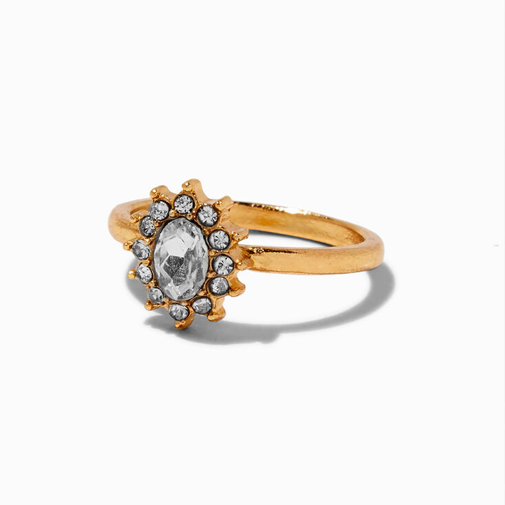 Gold-tone Vintage-Inspired Crystal Ring Stack - 5 Pack ,