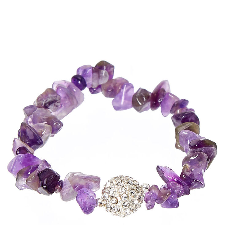 Purple Crushed Stone Beaded Stretch Bracelet | Claire's US