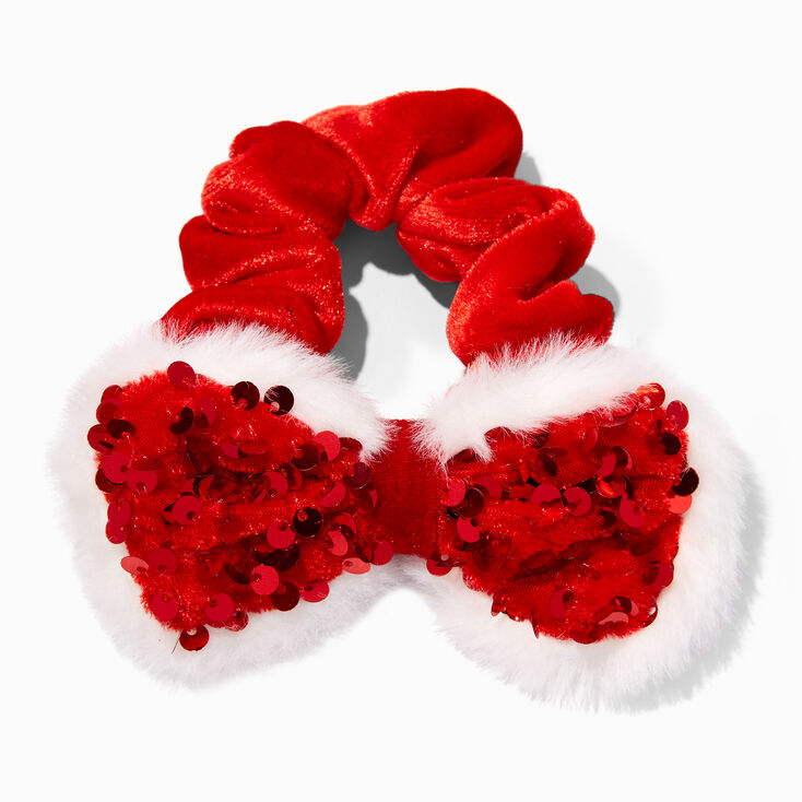 Christmas Red Sequin Bow Hair Scrunchie,