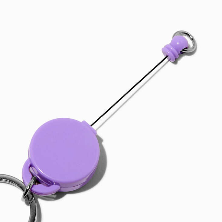 Glitter Purple Butterfly Retractable Keyring,