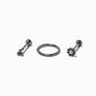 Silver-tone Titanium Cubic Zirconia Ball 18G Helix Earrings - 3 Pack,