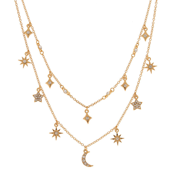 Gold-tone Celestial Multi-Strand Necklace,
