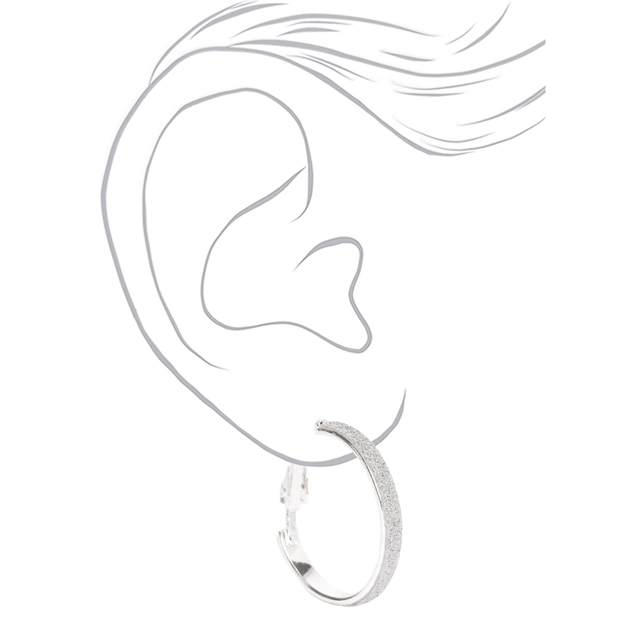 Silver-tone 20mm Thin Glitter Hoop Earrings,