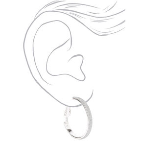 Silver-tone 20mm Thin Glitter Hoop Earrings,