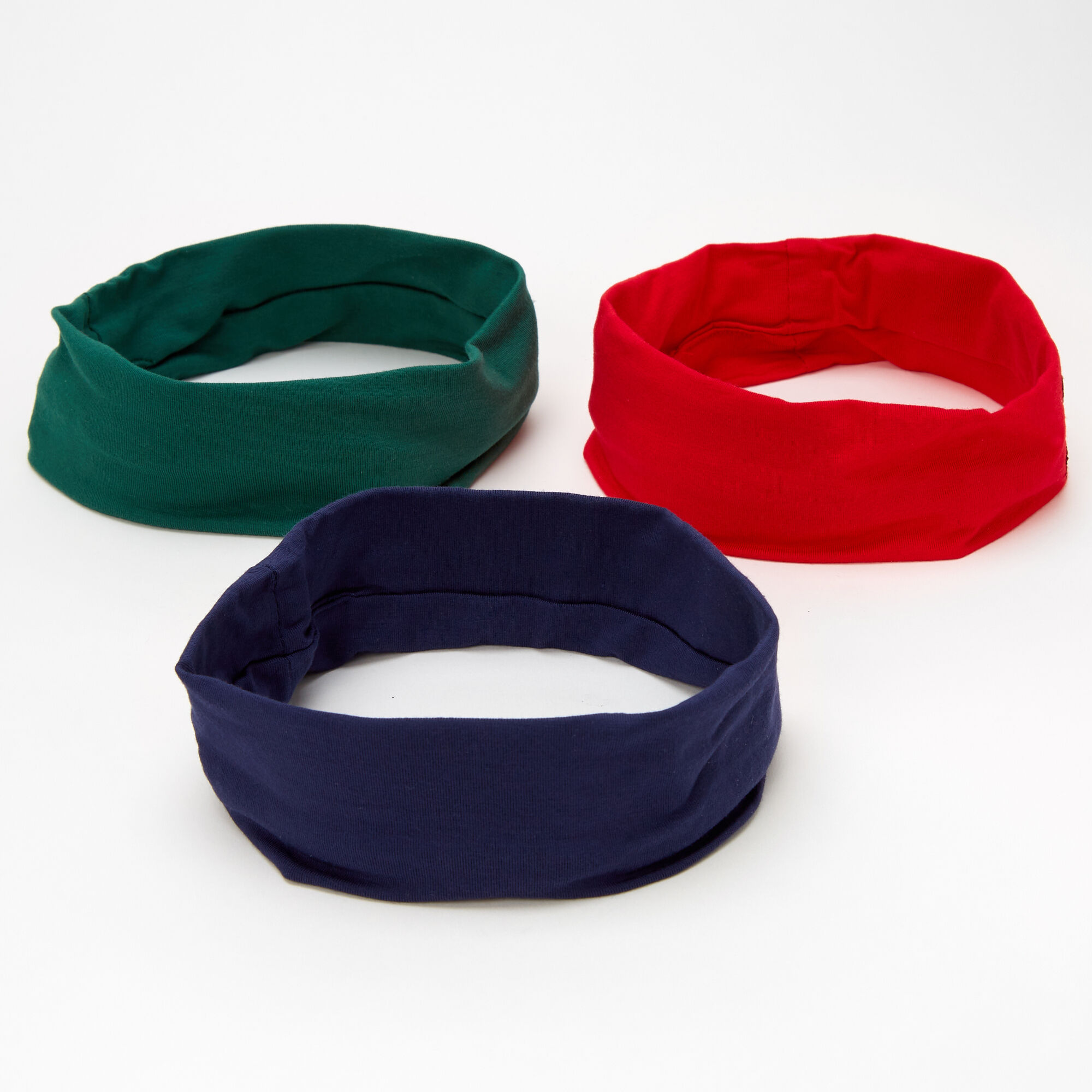 Claire's Bandeaux vert chasseur, bleu marine et rouge - Lot de 3