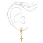 Gold 15MM Cross Huggie Hoop Earrings,