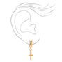 Gold-tone 15mm Cross Huggie Hoop Earrings,