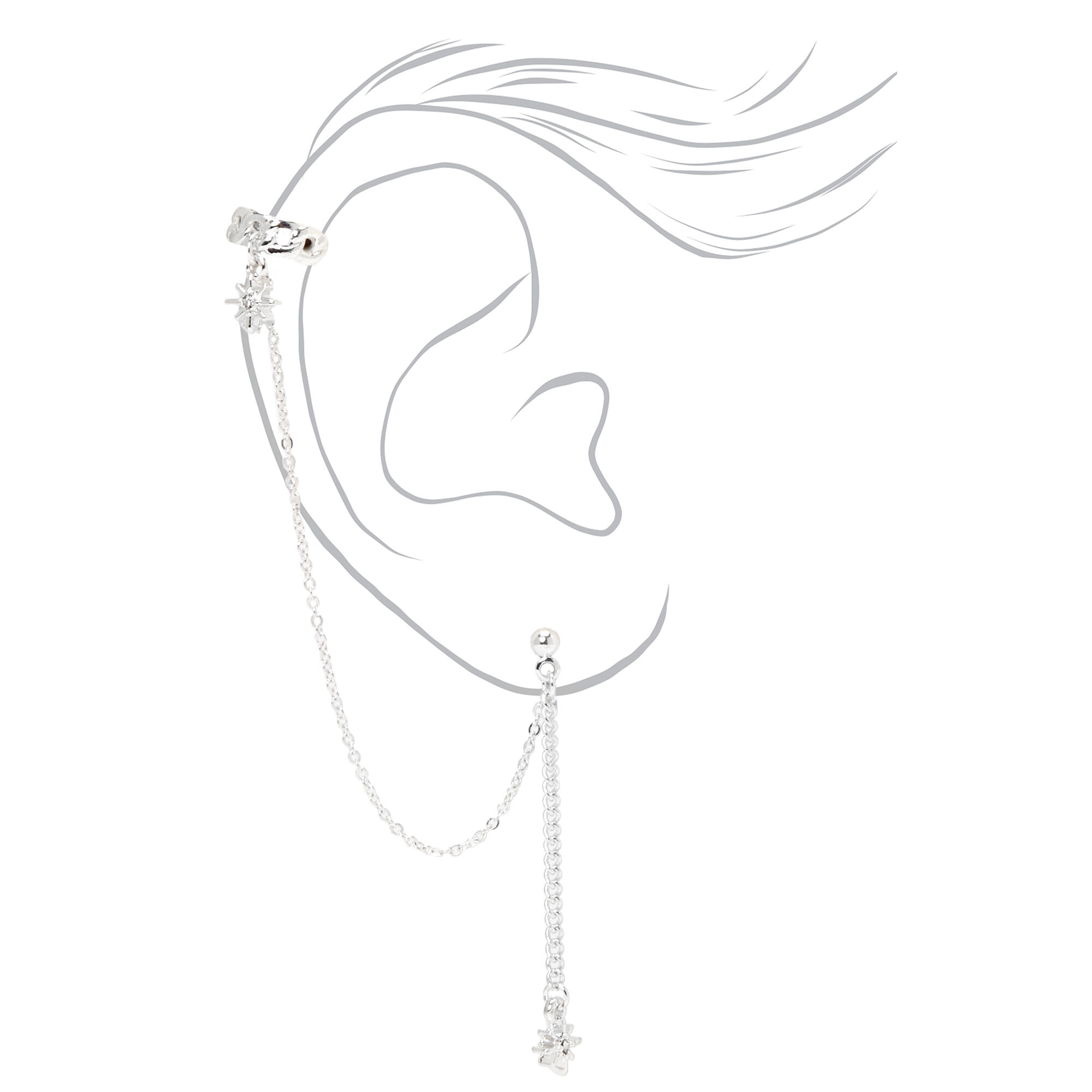 Cuff earrings sales with chain claire's