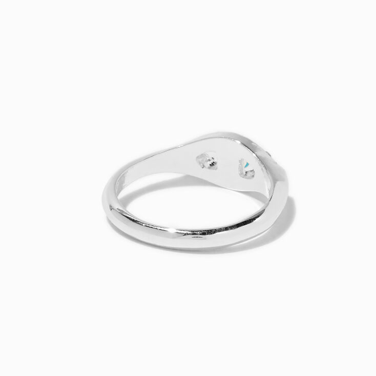Bague mauvais &oelig;il pav&eacute; couleur argent&eacute;e,