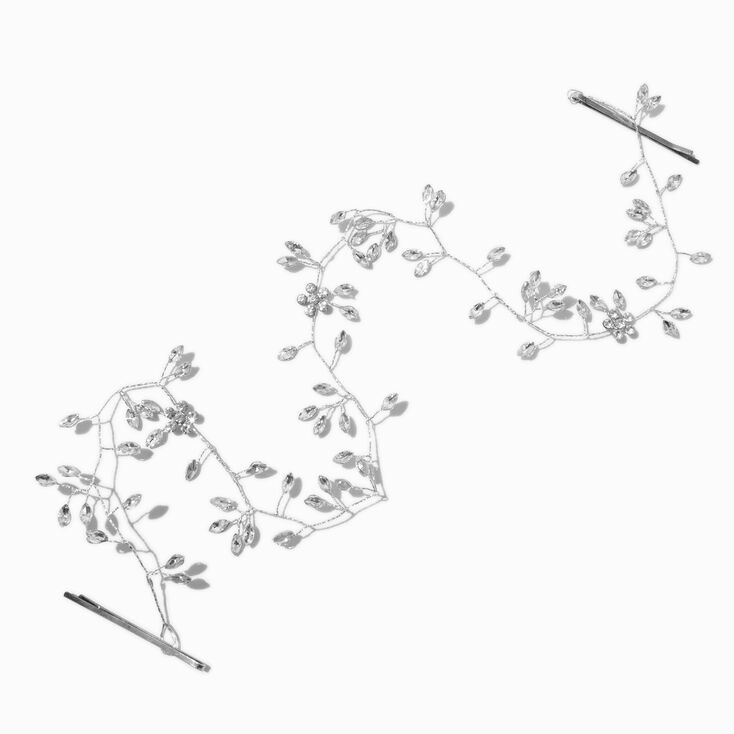 Silver-tone Rhinestone Leaf Hair Vine,