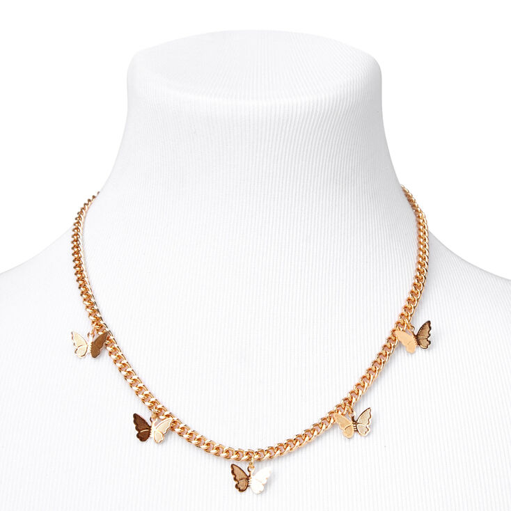 Gold Butterfly Charm Chain Necklace,