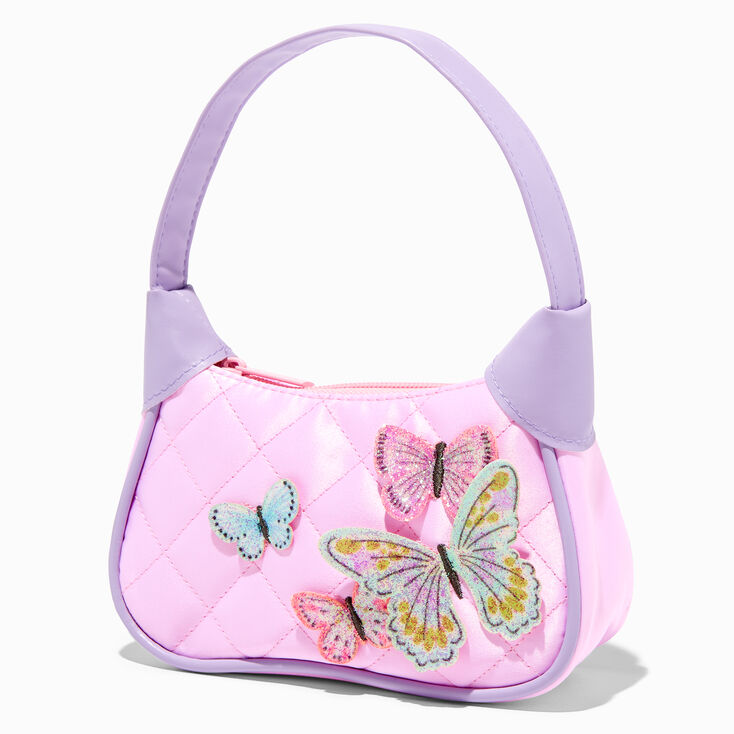 Claire&#39;s Club Lilac Butterfly Patch Shoulder Bag,