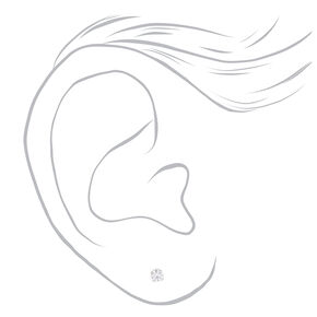 14kt White Gold 3mm Cubic Zirconia Baby Ear Piercing Kit with Ear Care Solution,