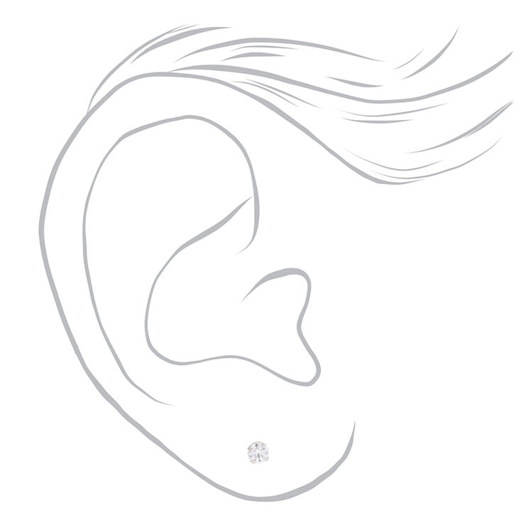 14kt White Gold 3mm Cubic Zirconia Baby Ear Piercing Kit with Ear Care Solution,