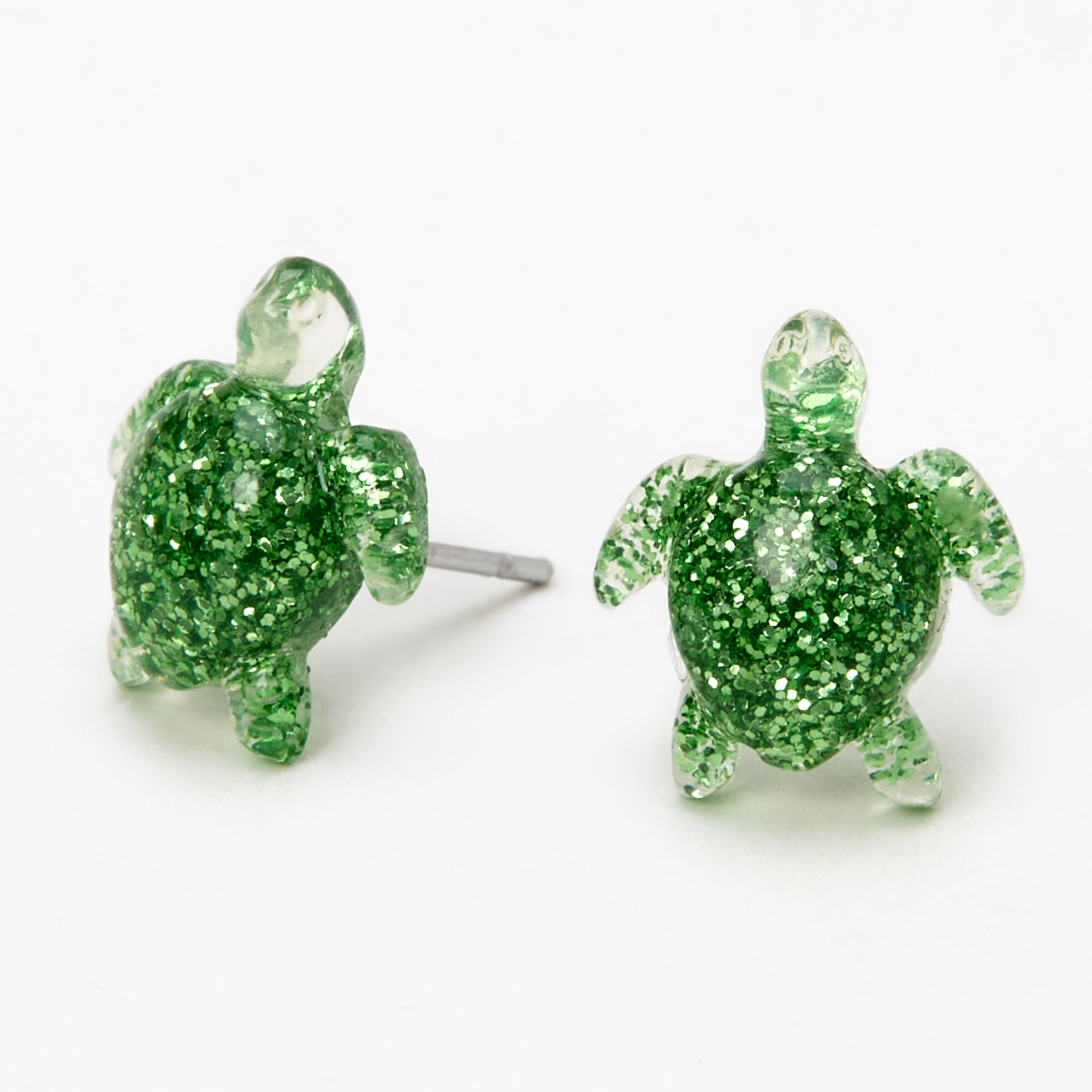 Glitter Sea Turtle Stud Earrings Green Claire s