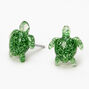 Glitter Sea Turtle Stud Earrings - Green,