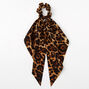 Small Leopard Hair Scrunchie Scarf - Brown,