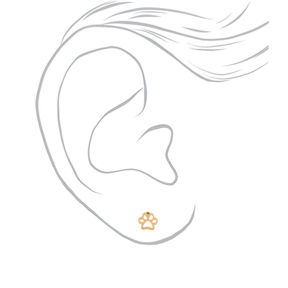 18kt Gold Plated Paw Print Stud Earrings,