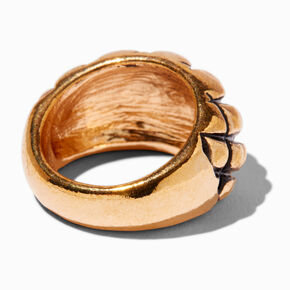 Gold-tone &amp; Black Quilted Dome Ring ,