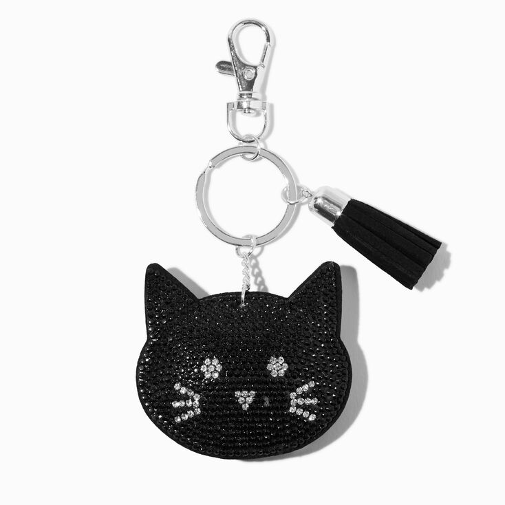&quot;Bestie&quot; Bling Black Cat Keychain,