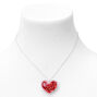 Red Shaker Heart Pendant Necklace Jewelry Set - 2 Pack,