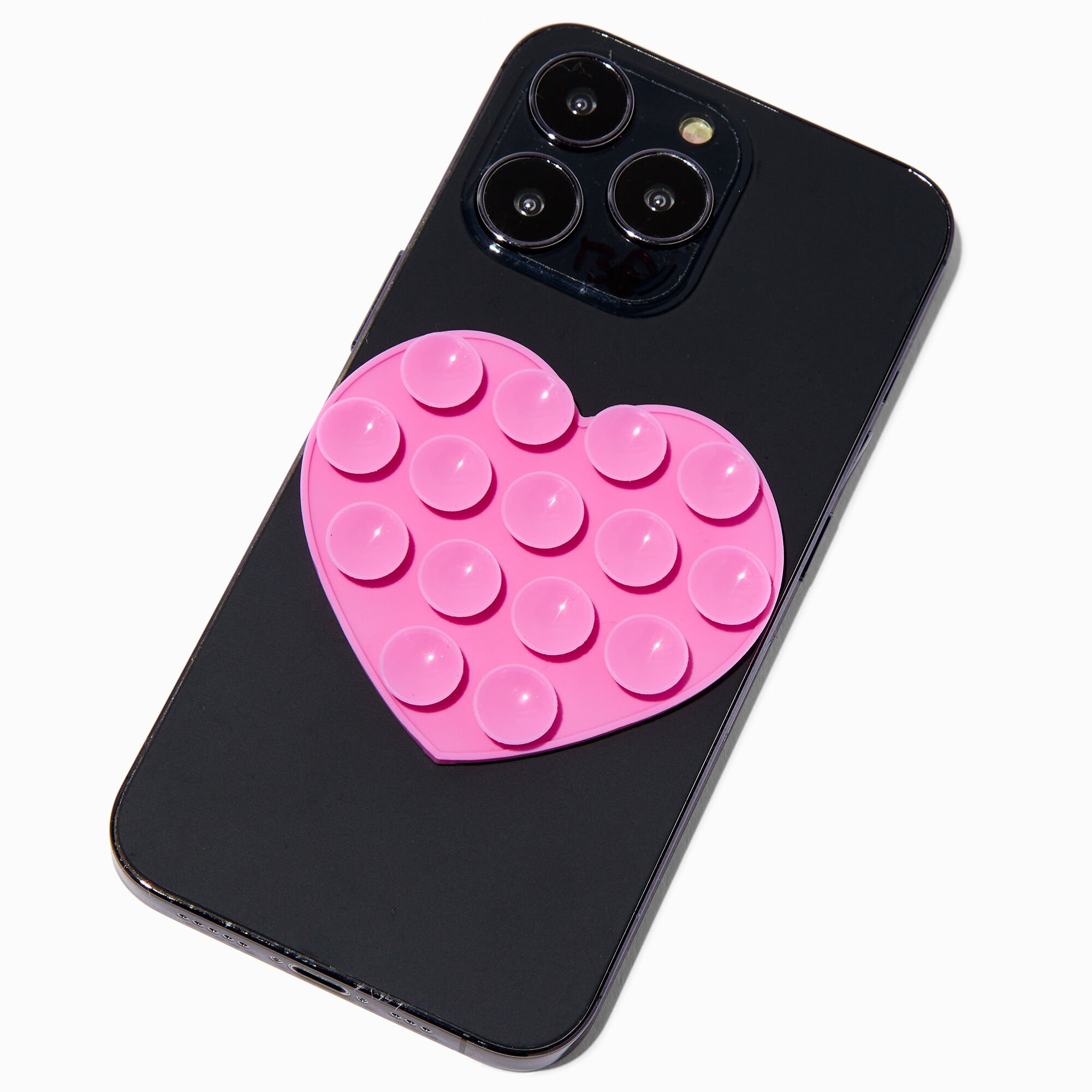 Pink Heart Silicone Suction Phone Case Adhesive Mount,