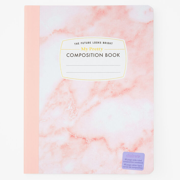 &quot;The Future Looks Bright&quot; Pink Marbled Composition Book,