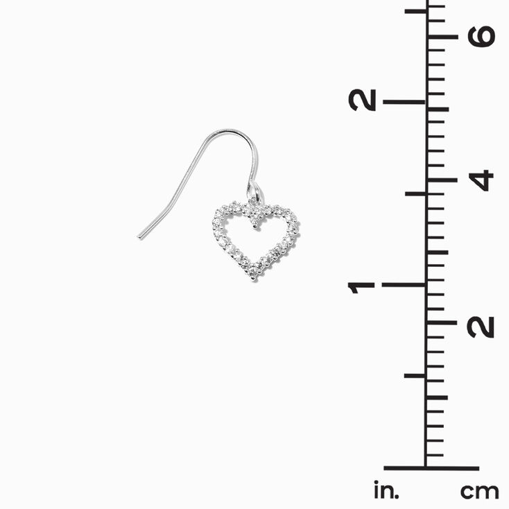 Silver-tone Cubic Zirconia Heart 0.5&quot; Drop Earrings,