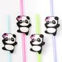 Pailles panda en plastique arc-en-ciel - Lot de 4,