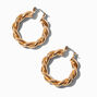 Gold-tone Chunky Twist 30mm Hoop Earrings ,