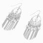 Silver 2.5&quot; Boho Western Fringe Drop Earrings,