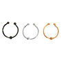 Mixed Metal Beaded Faux Hoop Nose Rings - 3 Pack,