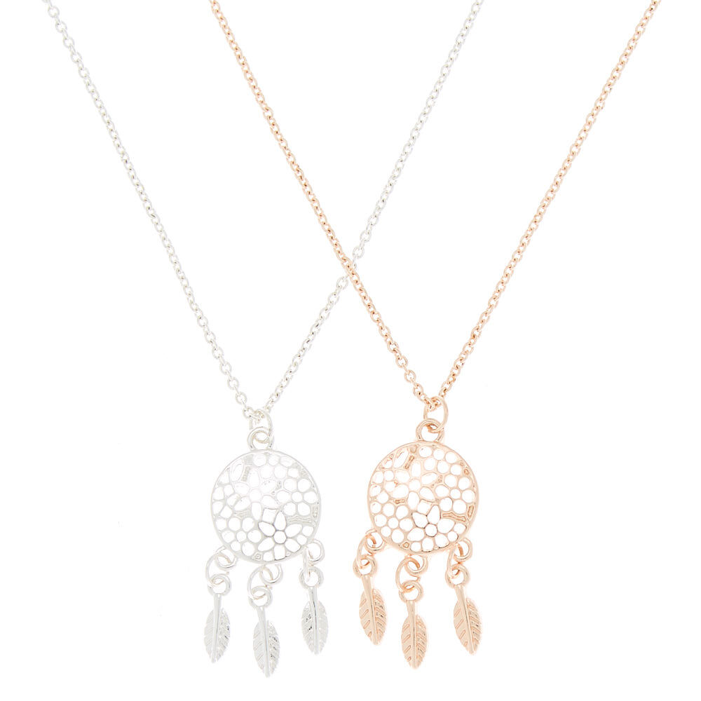 Mixed Metal Dreamcatcher Pendant Necklaces - 2 Pack,
