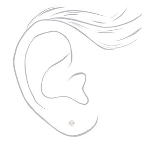 14kt Yellow Gold 3mm Single Cubic Zirconia Stud Ear Piercing Kit with Ear Care Solution,