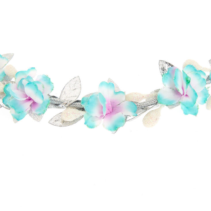 Mint &amp; Silver Flower Crown Headwrap,