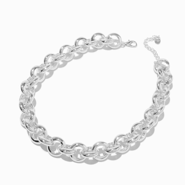 Silver-tone Chunky Round Chain Necklace ,