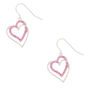 Silver 1&quot; Crystal Heart Drop Earrings,