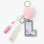 Initial Lip Gloss Keyring - Pink, L,