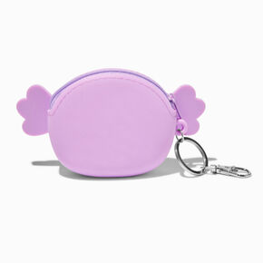 Porte-cl&eacute;s porte-monnaie en silicone axolotl violet,