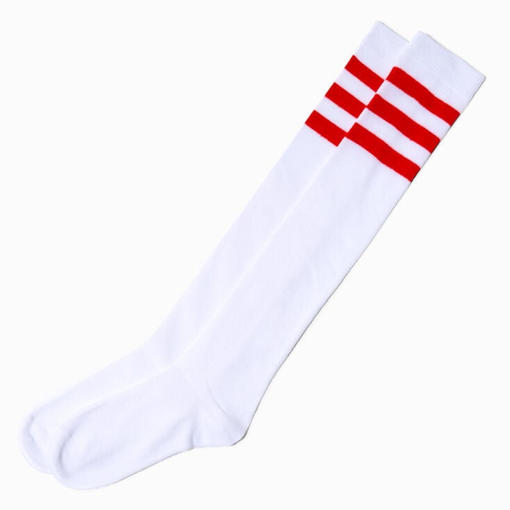 Red Stripe Over the Knee Socks,